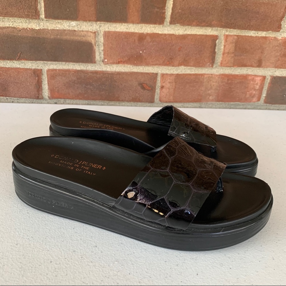 Donald J. Pliner leather platform slide sandals